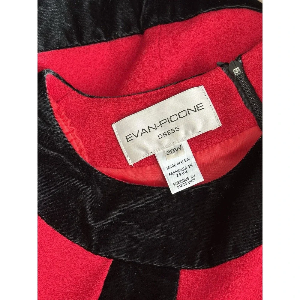Evan Picone Vtg 90s Does 60s Dress Plus Size 20W Red Holiday Wool Velvet USA - Picture 12 of 12